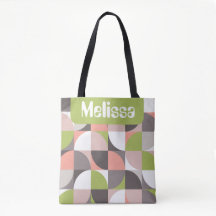 Quadrados Retro Mod Rosa Verde Nome Personalizado