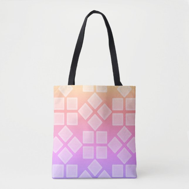 Bolsa Tote Quadrados Tons de Roxo  (Frente)