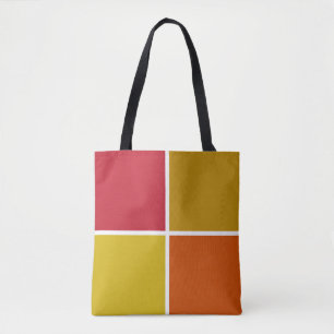 Bolsa Tote Quadrados vermelhos, amarelos, Dourados e laranja