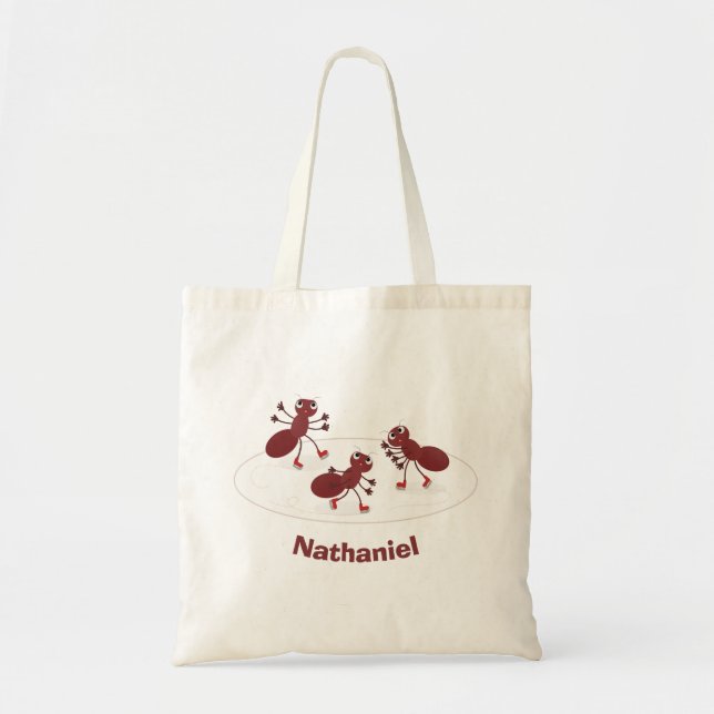 Bolsa Tote Quadrinhos de gelo de formigas vermelhas felizes (Frente)