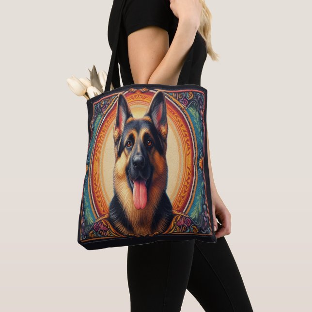 Bolsa Tote Quadro colorido do German shepherd na moda (Close Up)