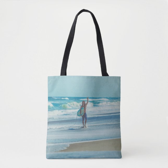 Bolsa Tote Quadro de carregando na praia (Frente)