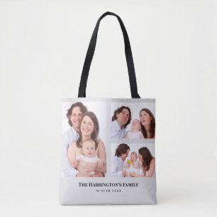 Bolsa Tote Quadro de Cinzas de Colagem de Fotos da Família de