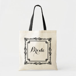 Bolsa Tote Quadro De Vintagem Branco E Preto Monograma