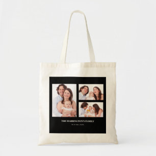 Bolsa Tote Quadro Preto de Colagem de Fotos da Família de Seç