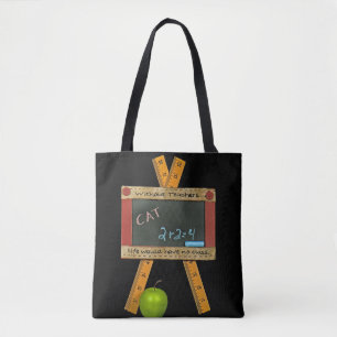 Bolsa Tote quadro preto do professor com citações inspirada