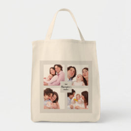Bolsa Tote Quadro Quadrado de Colagem de Fotos da Família de 