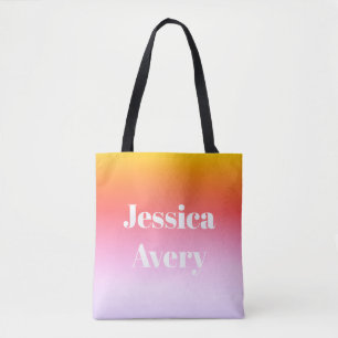 Bolsa Tote Qualquer Nome Texto Estiloso Retro-Moderno Color