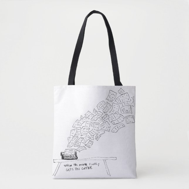 Bolsa Tote Quando a Musa Finalmente Toma Seu Café (Frente)