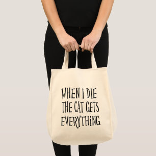 BOLSA TOTE QUANDO MORRO, O GATO TEM TUDO DE DIVERTIDO