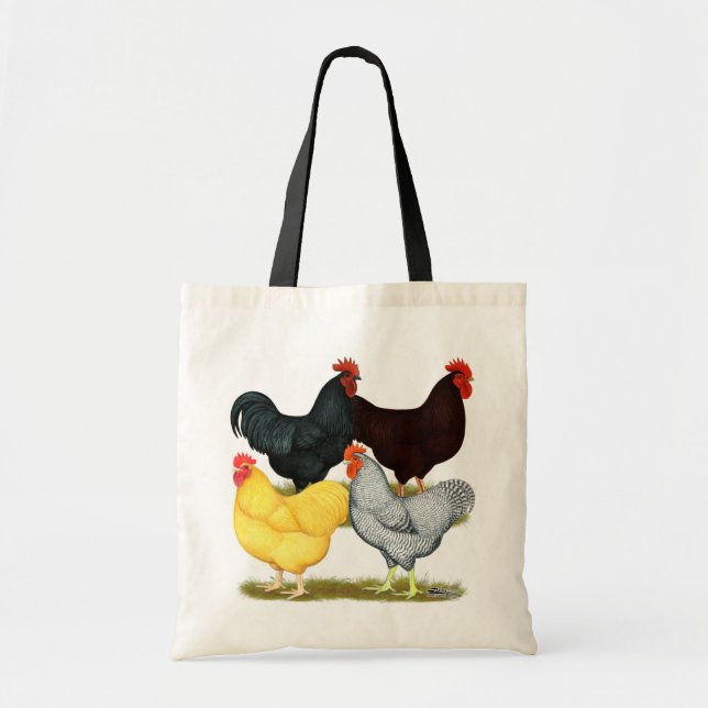 Bolsa Tote Quarteto de galinha com galinha pesada (Frente)