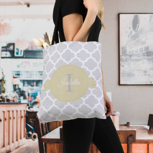 Bolsa Tote Quatrefoil Amarelo Personalizado Saco