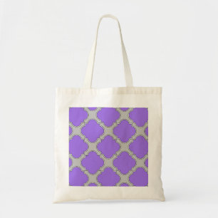 Bolsa Tote Quatrefoil, púrpura e cinza