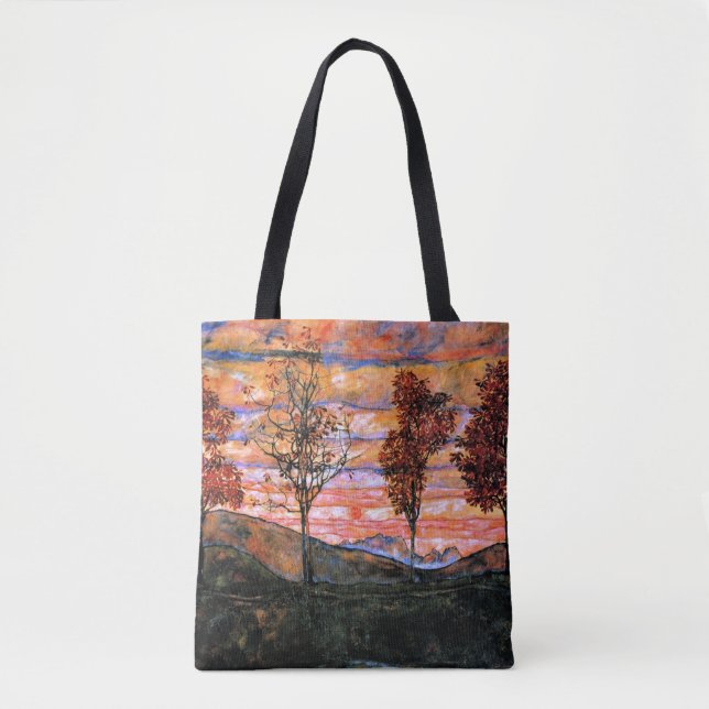 Bolsa Tote Quatro Árvores, arte de Egon Schiele, (Frente)