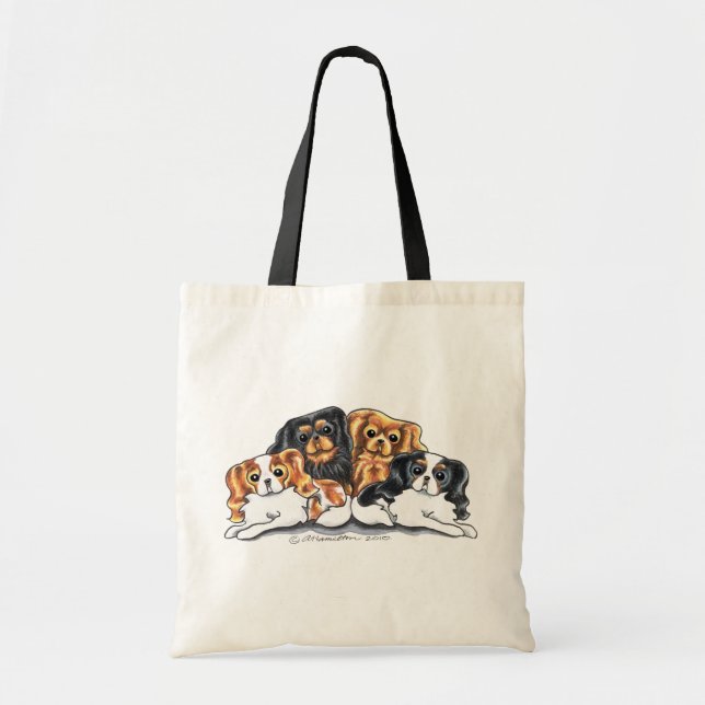 Bolsa Tote Quatro Cavalier King Charles Spaniels (Frente)