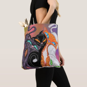 Bolsa Tote Quatro Gatos Coloridos - Abraços - Brincadeira