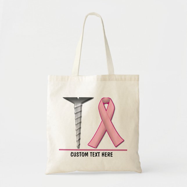 Bolsa Tote Que se lixe o Cancer da mama! Tote Bag Personalizá (Frente)