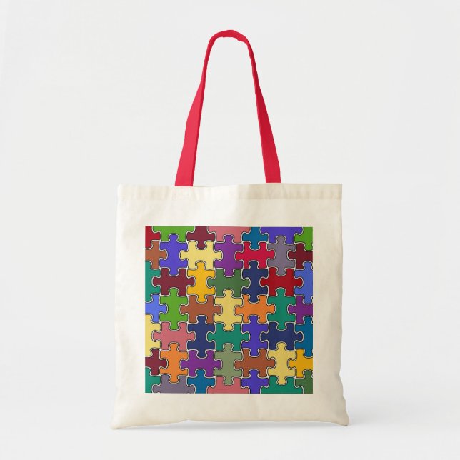 Bolsa Tote quebra-cabeça de cores (Frente)