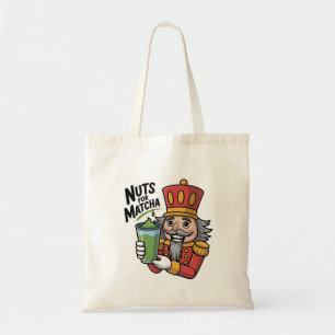 Bolsa Tote Quebra-Nozes Segurando Matcha Latte Nozes Engraçad