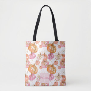 Bolsa Tote Queda de Abóbora Personalizada de Cores de Água Cu