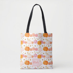 Bolsa Tote Queda de Abóbora Personalizada de Cores de Água Cu