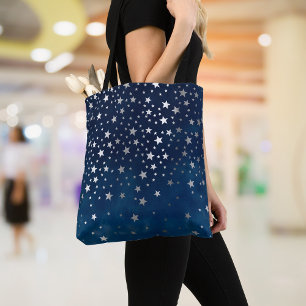 Bolsa Tote Queda de estrelas de prata Celestial
