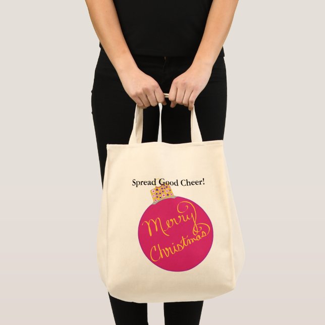 Bolsa Tote Queijo de Bola de Ornamento Rosa (Frente (produto))