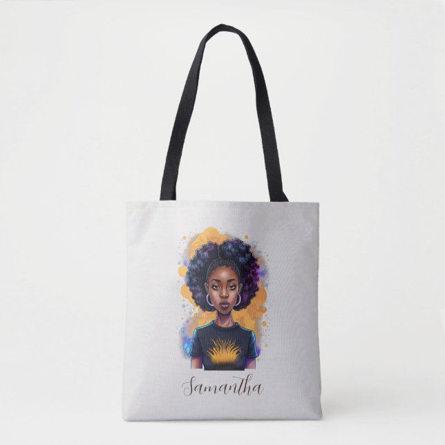 Bolsa Tote Queimando a mulher afro (Frente)