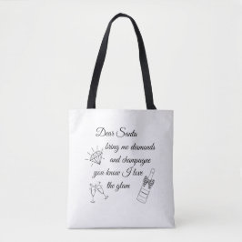 Bolsa Tote Querido Papai Noel Design de Linha Champagne & Dia