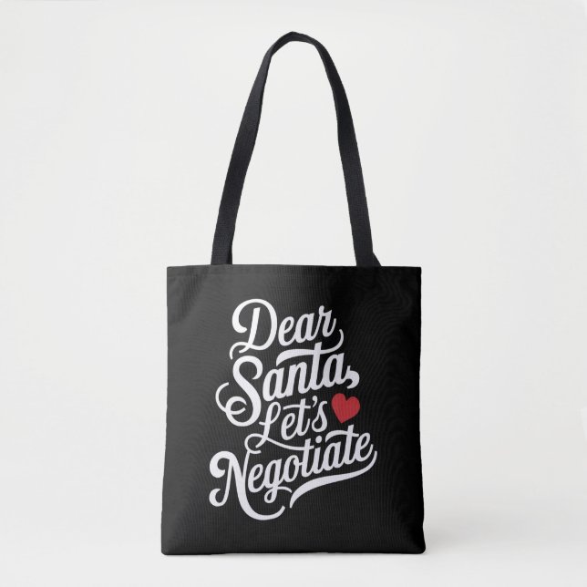 Bolsa Tote Querido Papai Noel Vamos Negociar Presente de Nata (Frente)