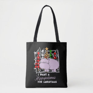 Bolsa Tote Quero Um Hippopotamus Engraçado De Natal