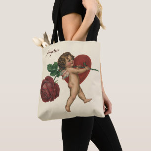 Bolsa Tote Querubim do Dia dos Namorados Vintage e Rosa Vitor