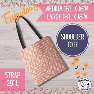 Bolsa Tote Quilo de Xadrez de Coral Geométrico