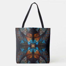 Bolsa Tote Quilted Estrela Abstrata em Azuis