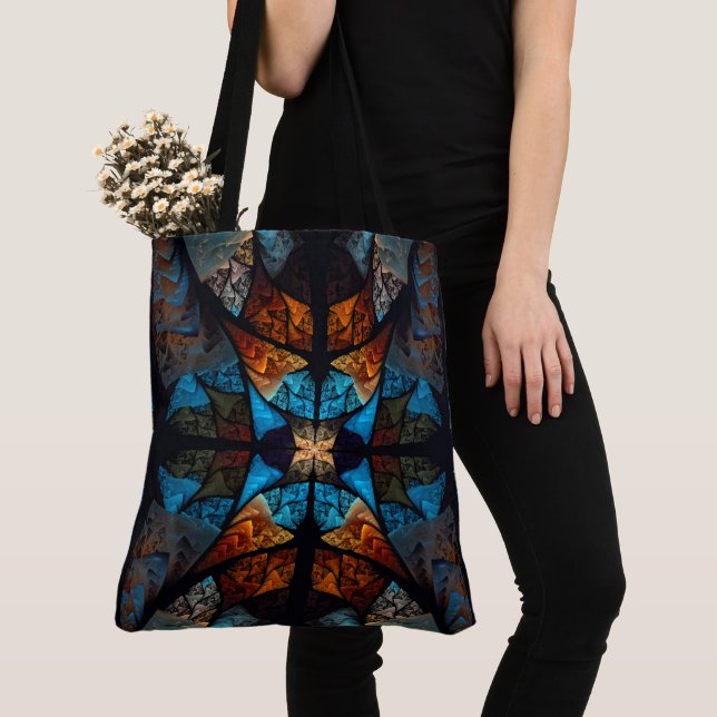 Bolsa Tote Quilted Estrela Abstrata em Azuis (Close Up)