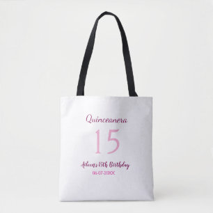 Bolsa Tote Quinceanera simples 15 de aniversário de fada rosa