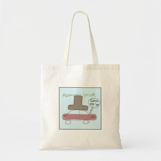 Bolsa Tote Quirky Illustrated Abe Lincoln (Frente)