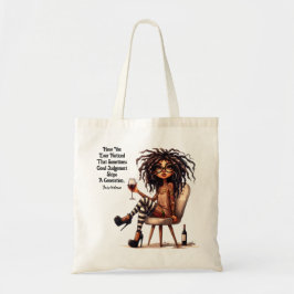 Bolsa Tote Quirky Lady Tattoos & Wine Julgamento Toag