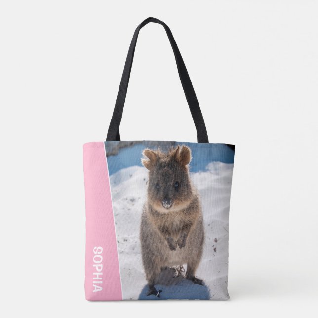 Bolsa Tote Quokka Australia Cute Animal on the Beach Photo (Verso)
