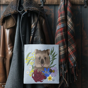 Bolsa Tote Quokka Feliz Austrália Floral Azul