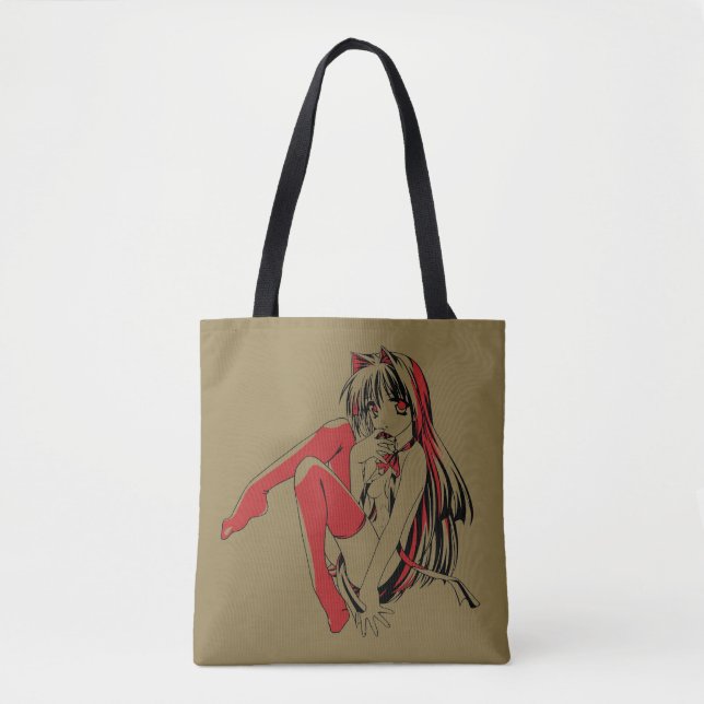 Bolsa Tote R & B Manga, Neko Catgirl Furry Loli Anime (Frente)