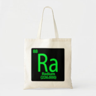 Bolsa Tote Ra Radium brilhando no escuro. O rádio foi usado