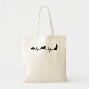 Bolsa Tote Rabbit Heartbeat Engraçado Gráfico Coelho Premium