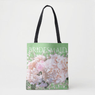 Bolsa Tote Raça branca romântica hydrangeas rosa