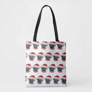 Bolsa Tote Raça de Cachorro Pug Estrelas de Natal
