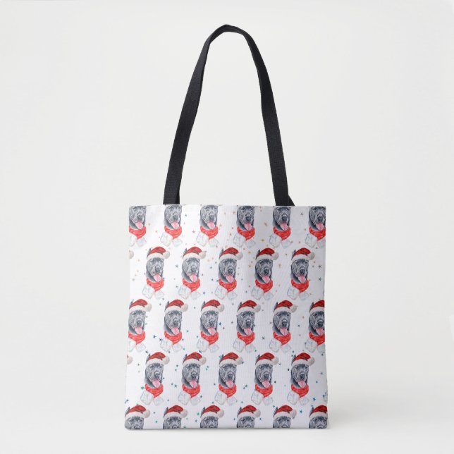 Bolsa Tote Raça de Cão Cane Corso Estrelas de Natal (Frente)