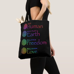 Bolsa Tote Race Human Birthplace Earth Política Liberdade amo