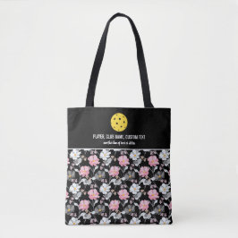 Bolsa Tote Racket de Tênis Personalizado Floral Branco bonito