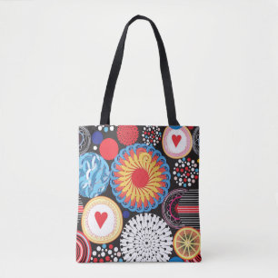 Bolsa Tote Radiação Escura: Padrão Circular Brilhante