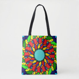 Bolsa Tote Radiant Mandala Art, Colorida